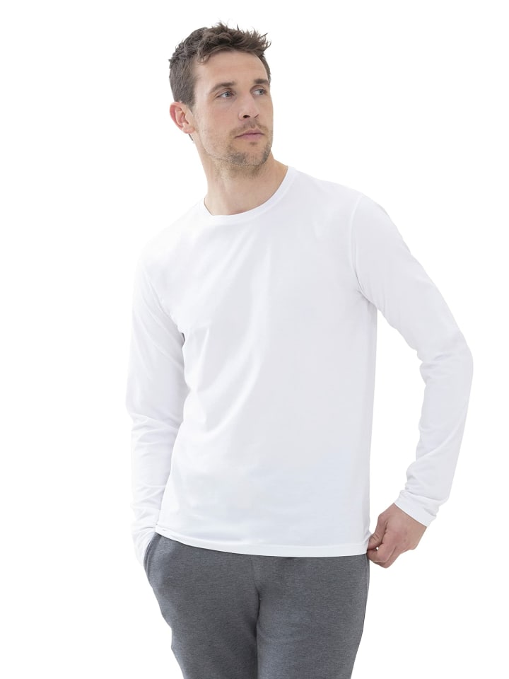 

Мужская рубашка с круглым вырезом и длинными рукавами белого цвета Mey