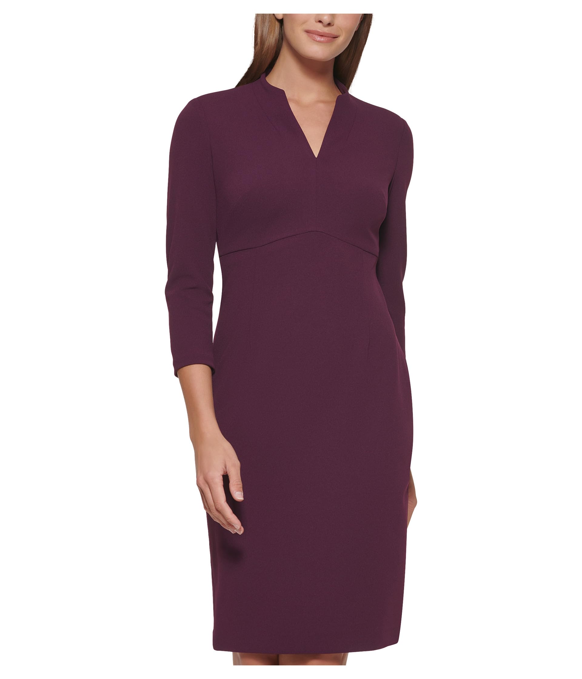 

Платье Calvin Klein 3/4 Sleeve V-Neck Sheath, цвет Aubergine