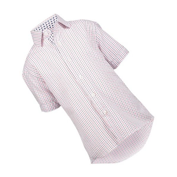 Мальчиковая рубашка с коротким рукавом в клетку slim fit Elie Balleh, Blue White — фото 2