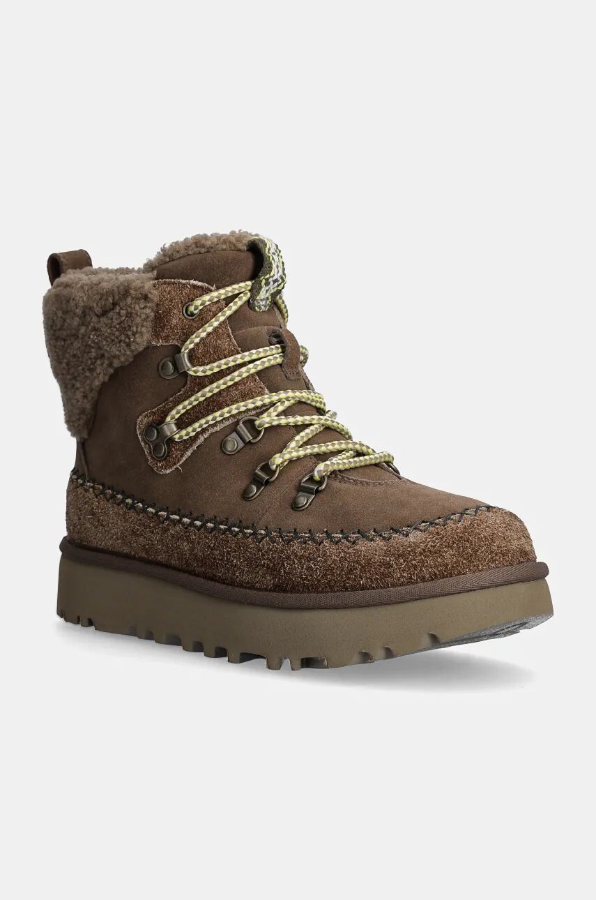 

Классические альпийские замшевые зимние ботинки на шнуровке UGG, коричневый