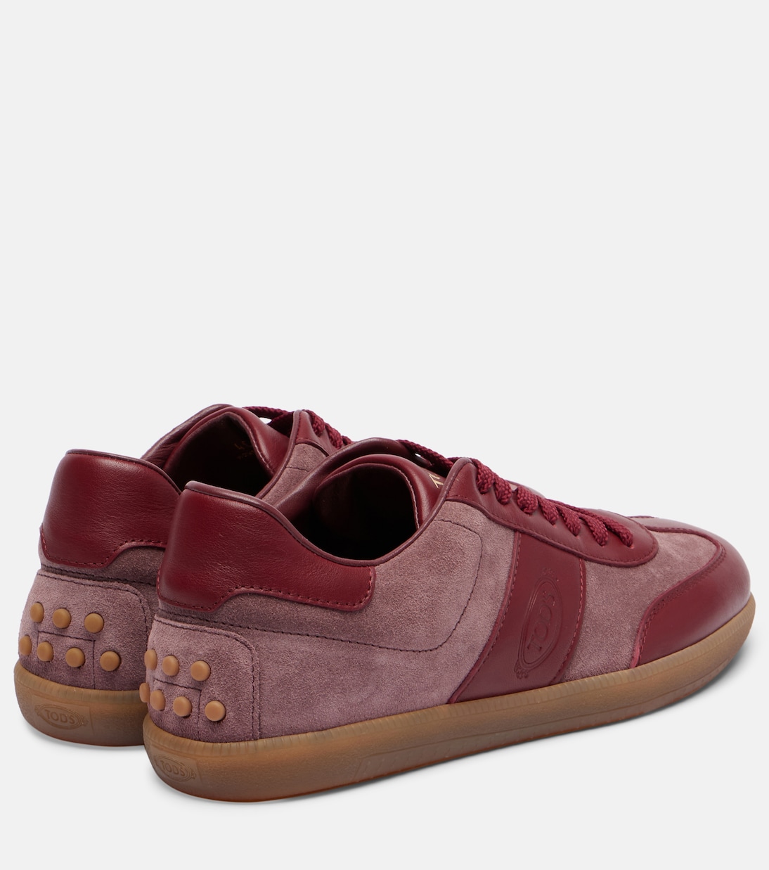 Кроссовки из кожи и замши Tabs Tod's, Rosso Sangue + Rossa Antico — фото 2