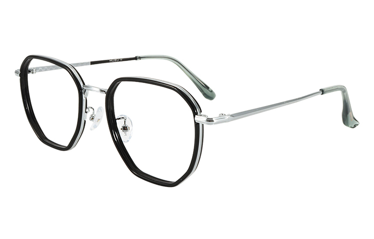 

MUZU Пластиковая оправа для очков унисекс, 21738 Black Silver-C05