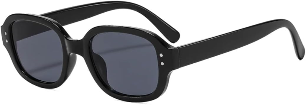 

Винтажные квадратные солнцезащитные очки с заклепками для женщин, модные очки конфетных цветов, защита от УФ-излучения UV400 для мужчин, прозрачная оправа TVTBBVV, Black Grey