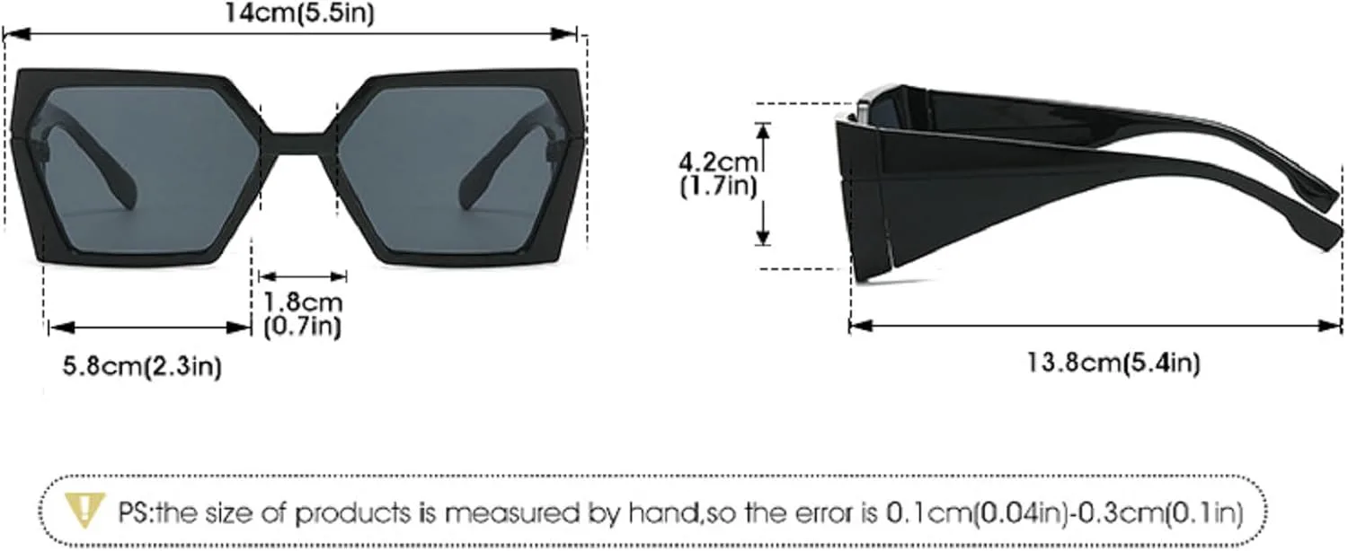 

Модные большие квадратные солнцезащитные очки для женщин и мужчин в стиле ретро-винтаж, с неровной формой линз и защитой от УФ-излучения mincl, 2pcs-champagne&pink