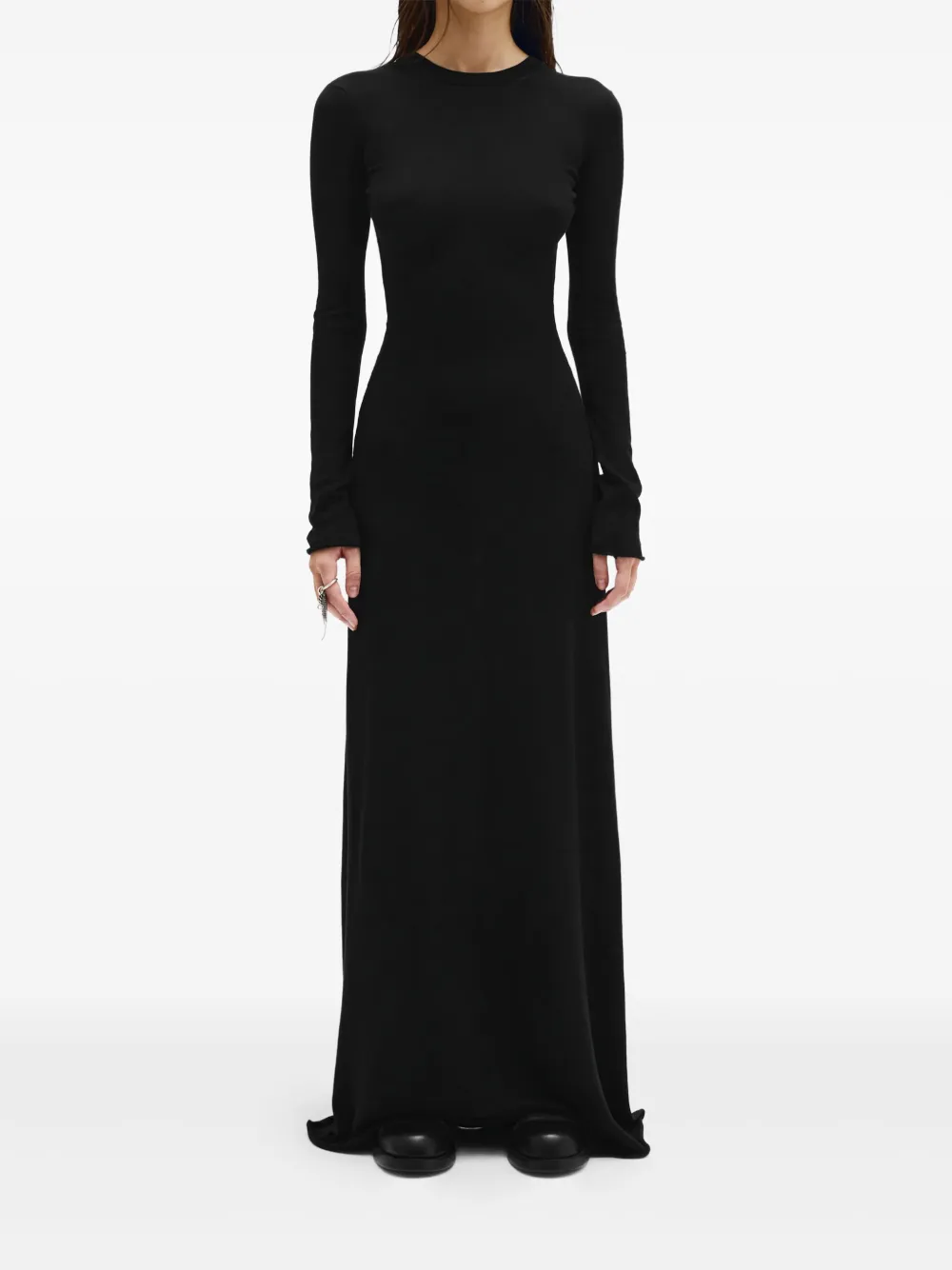 

Платье макси Eva с длинными рукавами и вырезом Ann Demeulemeester, черный