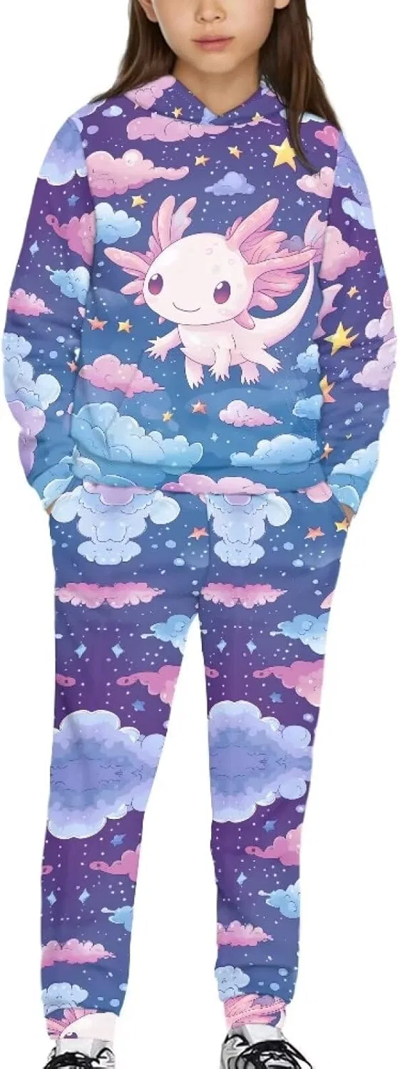 Детский спортивный костюм с принтом Yuuxorilu, 2 предмета, цвет Cute Axolotl With Cloud