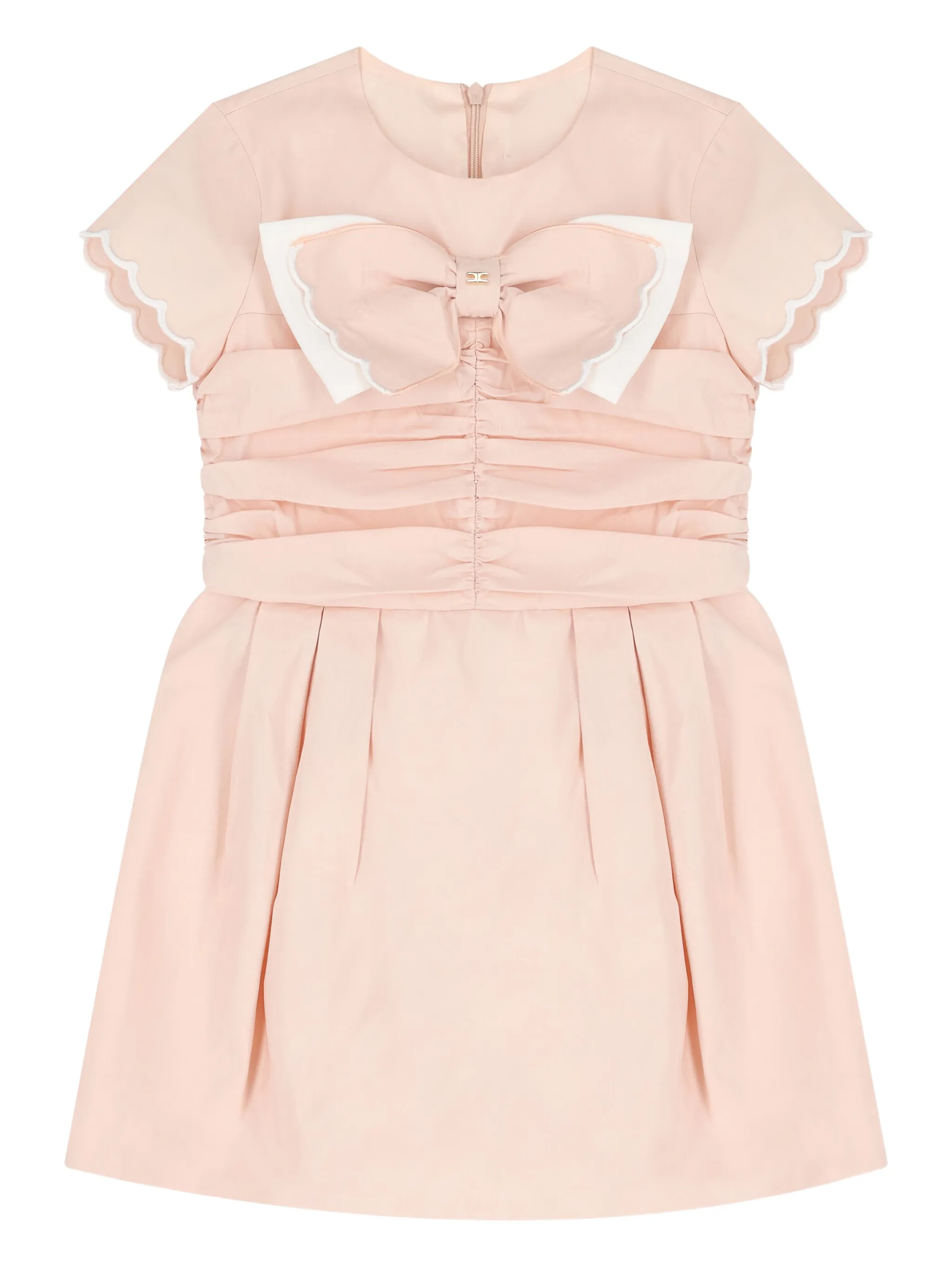 Платье со сборками и бантом Elisabetta Franchi Kids, розовый
