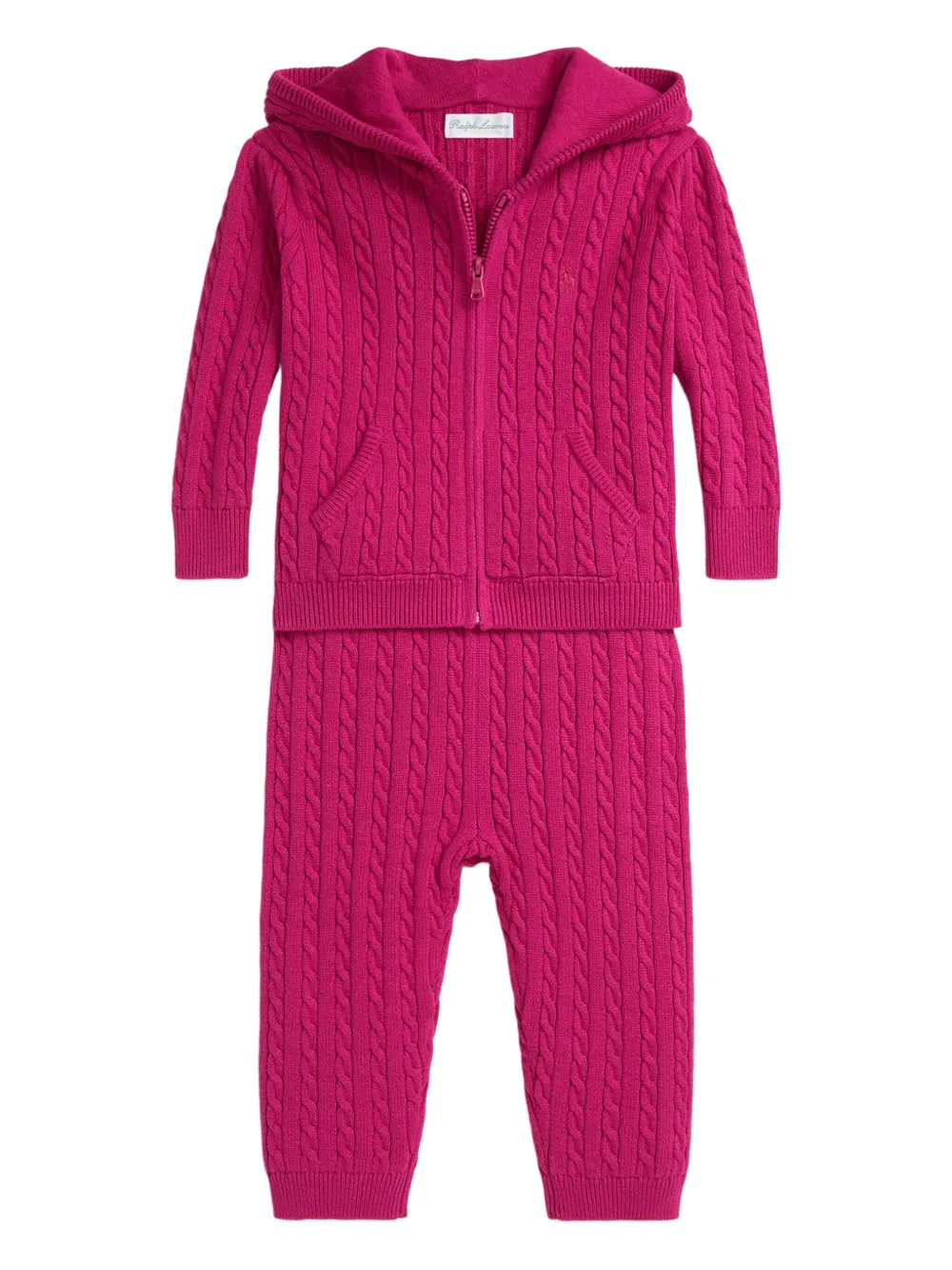 

Комбинезон фактурной вязки с капюшоном POLO RALPH LAUREN KIDS, розовый