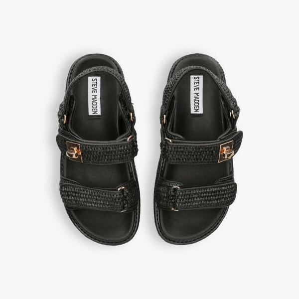 Сандалии Millo из рафии с двойными ремешками на плоской подошве Steve Madden, черный — фото 2