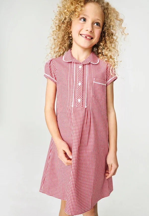 Платье дневное Next Button front gingham day dress, красный