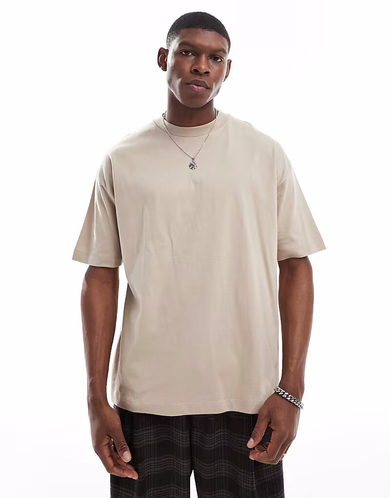 

Футболка оверсайз ASOS DESIGN Essential в каменном цвете