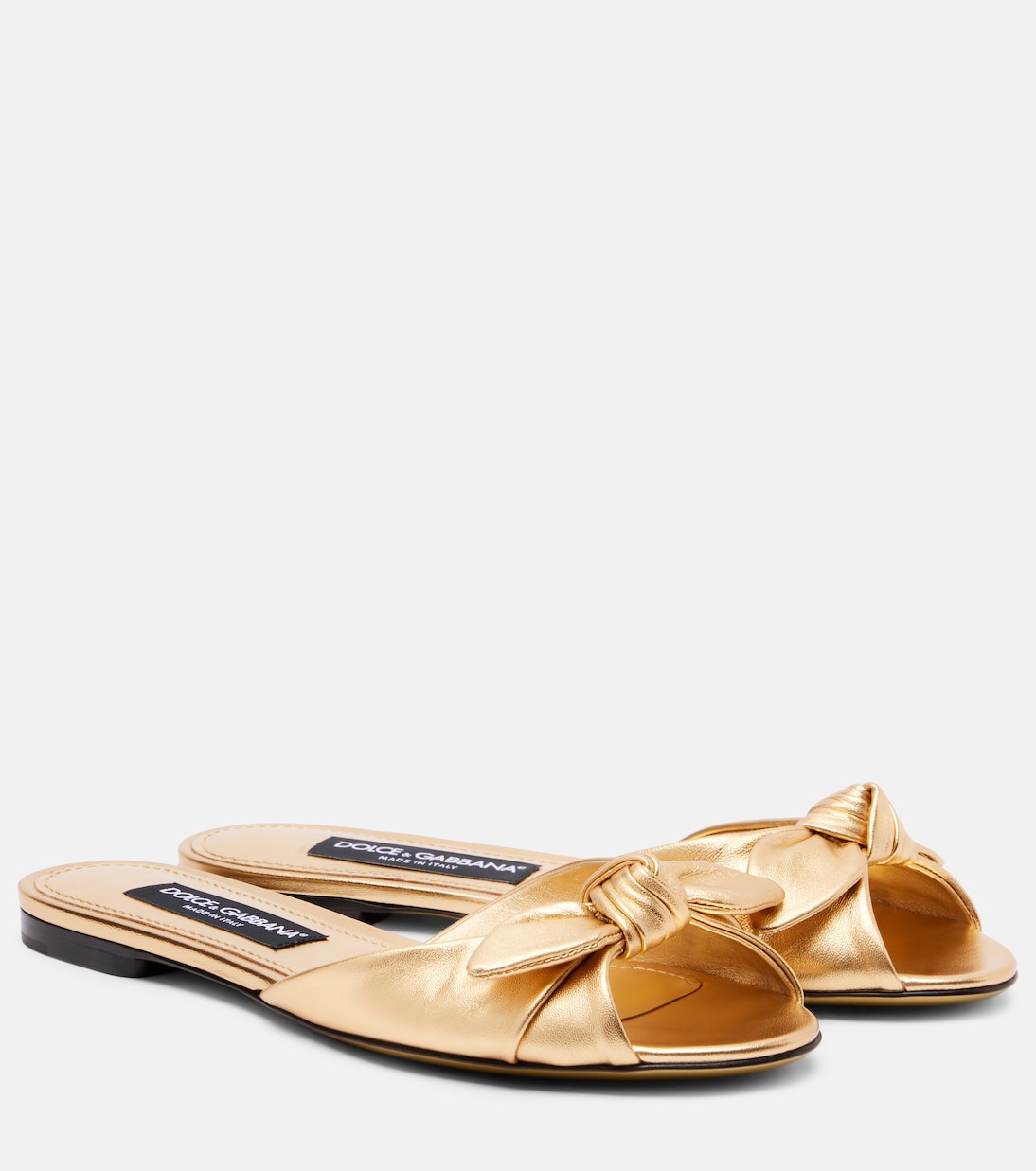 Металлические кожаные шлепанцы Dolce&Gabbana, Oro