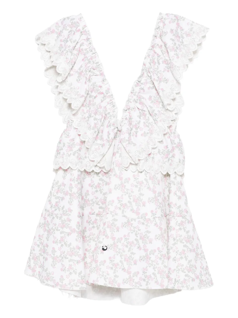 

Платье с оборками и цветочным принтом Coperni, белый