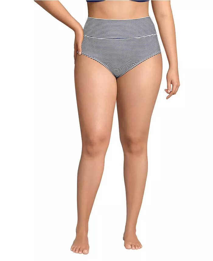 

Бикини-трусы с высокой посадкой без врезания Plus Size Lands' End, синий