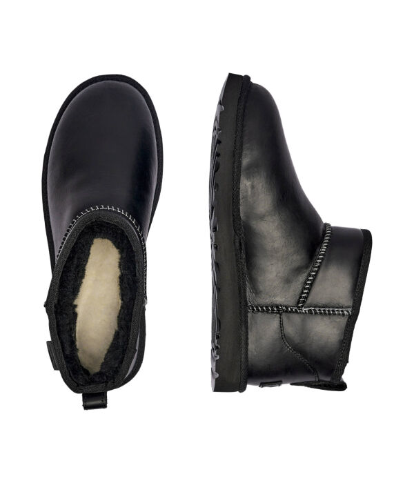 Угги мужские Ugg мини кожаные с добавлением шерсти, черный — фото 4