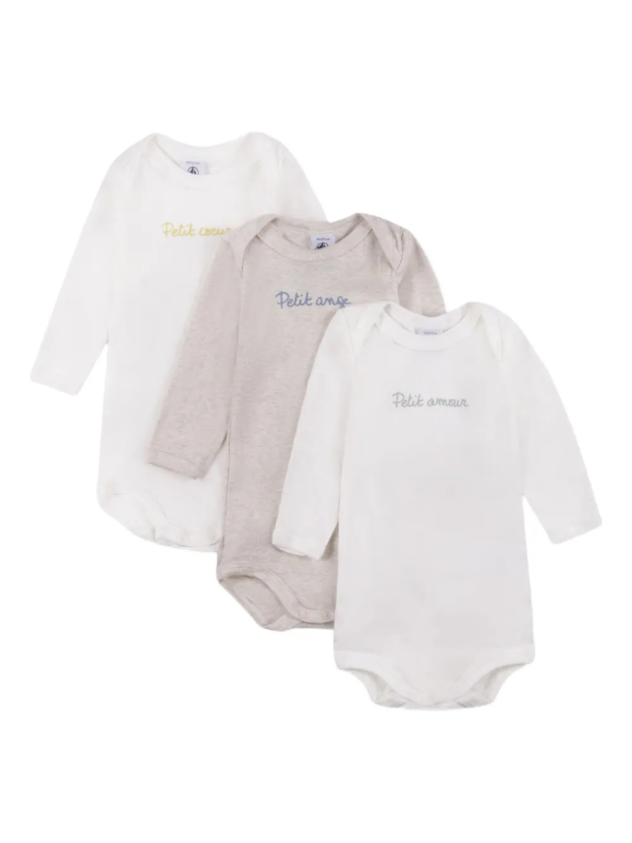 

Боди из органического хлопка (упаковка из трех штук) Petit Bateau, белый