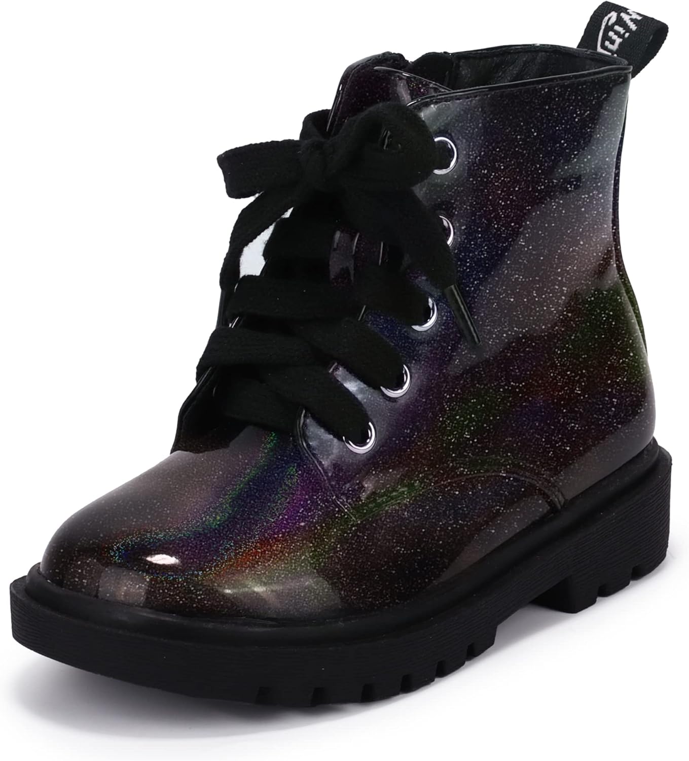 

PANDANINJIA Кристина Детские короткие ботильоны для мальчиков и девочек, модные сапожки, водонепроницаемые боевые ботинки с молнией для малышей и маленьких детей, черный