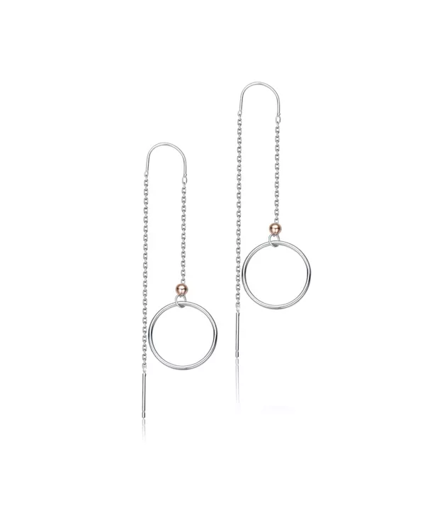 

Классические двухцветные серьги-подвески из стерлингового серебра Genevive, two-toned