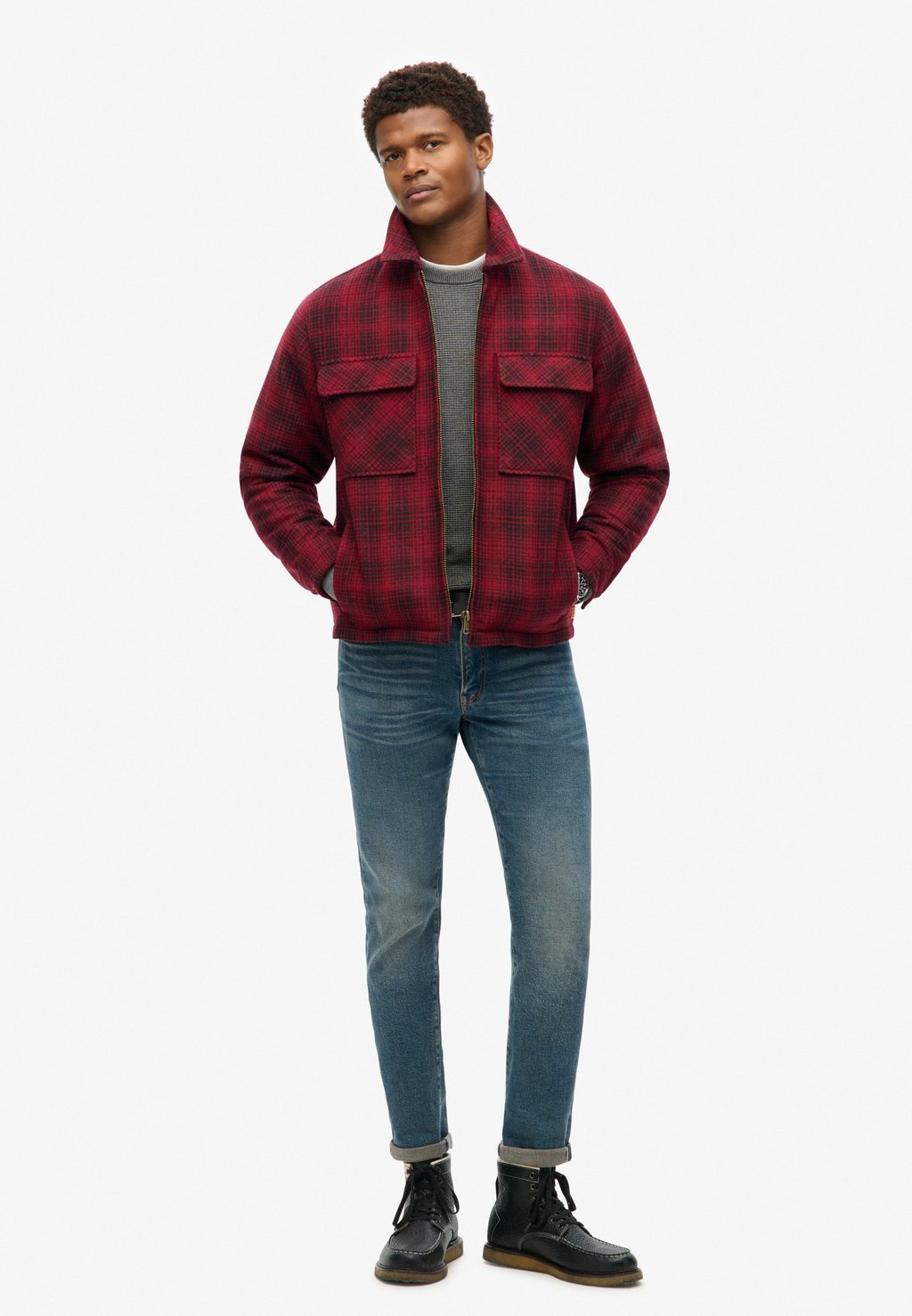 

Легкая куртка SURPLUS CHECK ZIP THROUGH Superdry, красный