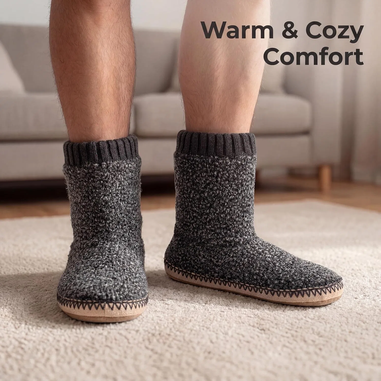 Тапочки мужские мягкие, Cozylook, серый — фото 4