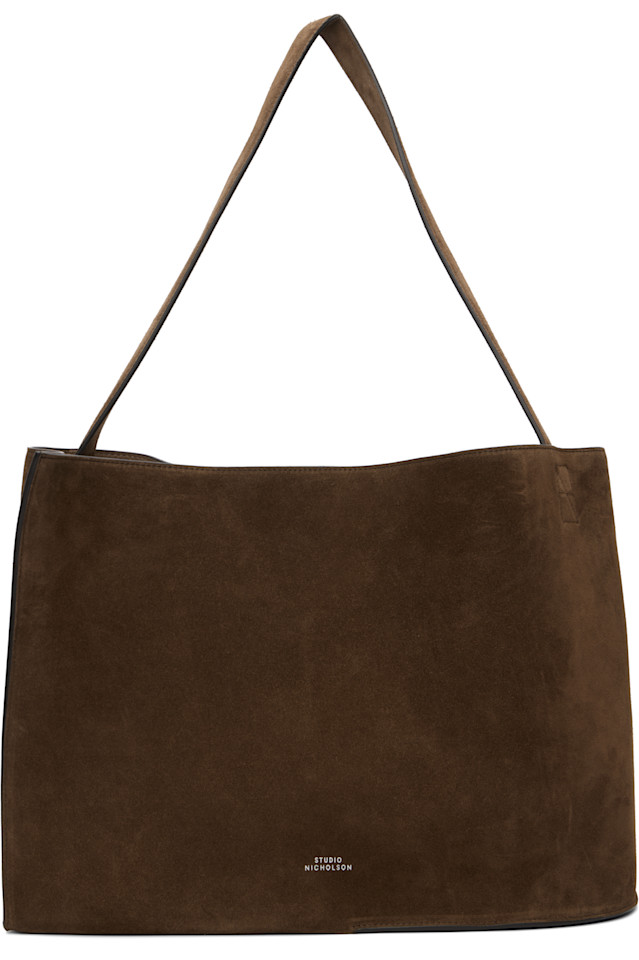 

Studio Nicholson Коричневая замшевая сумка-тоут с двойным низом
