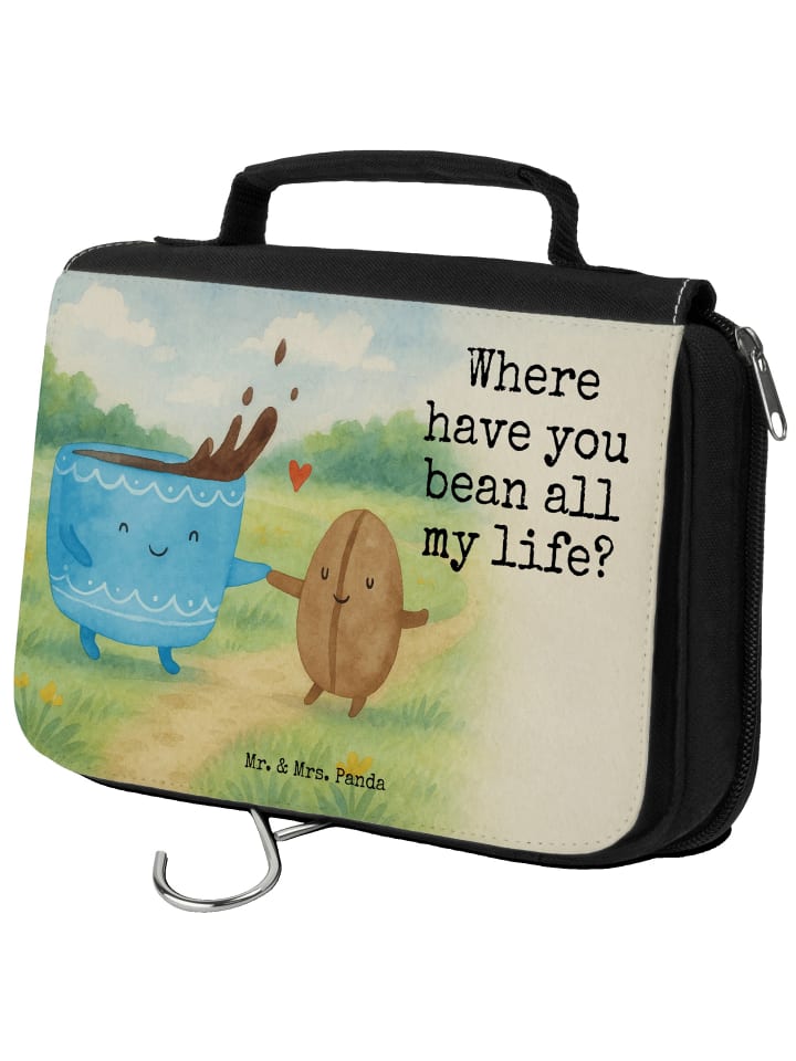 

Mr. & Mrs. Panda Косметичка с рисунком кофейных зерен и надписью белого цвета