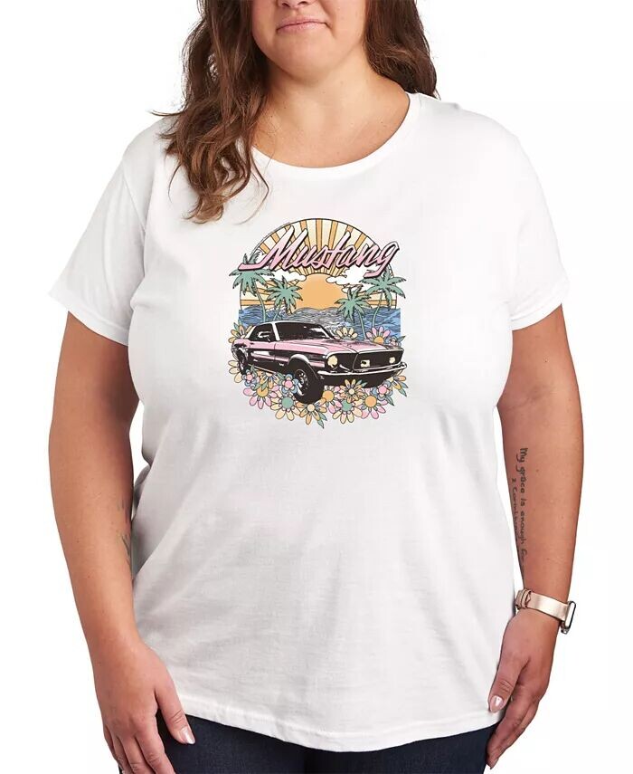 

Модная футболка больших размеров с графическим рисунком Ford Mustang Hybrid Apparel, белый