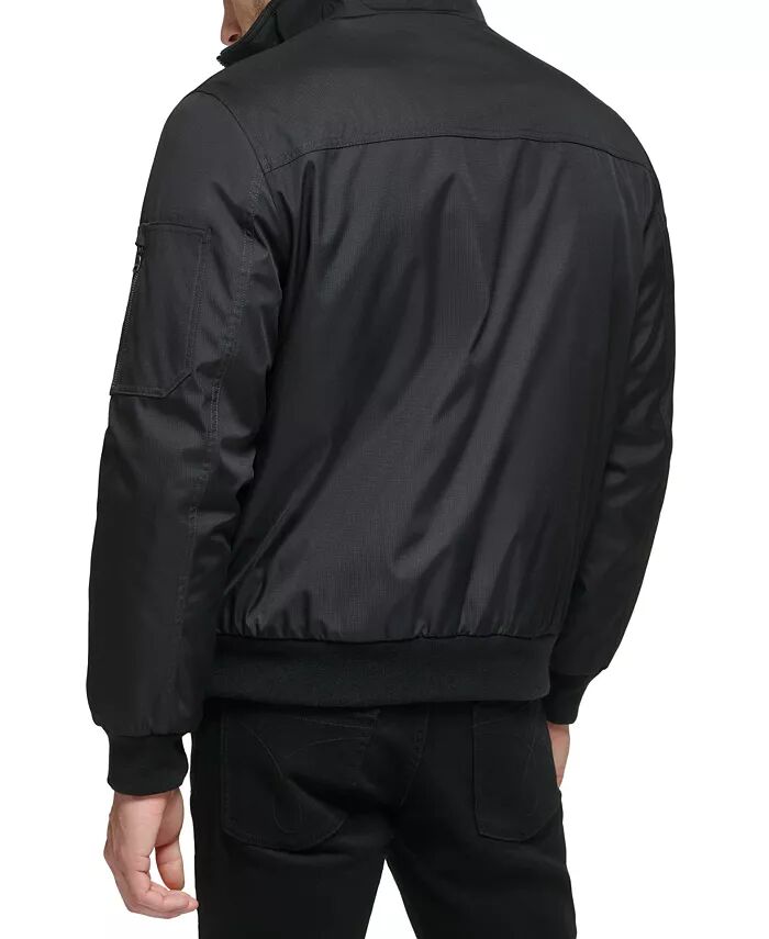 Мужская классическая куртка-бомбер из ткани рипстоп с застежкой-молнией спереди Calvin Klein, черный — фото 2