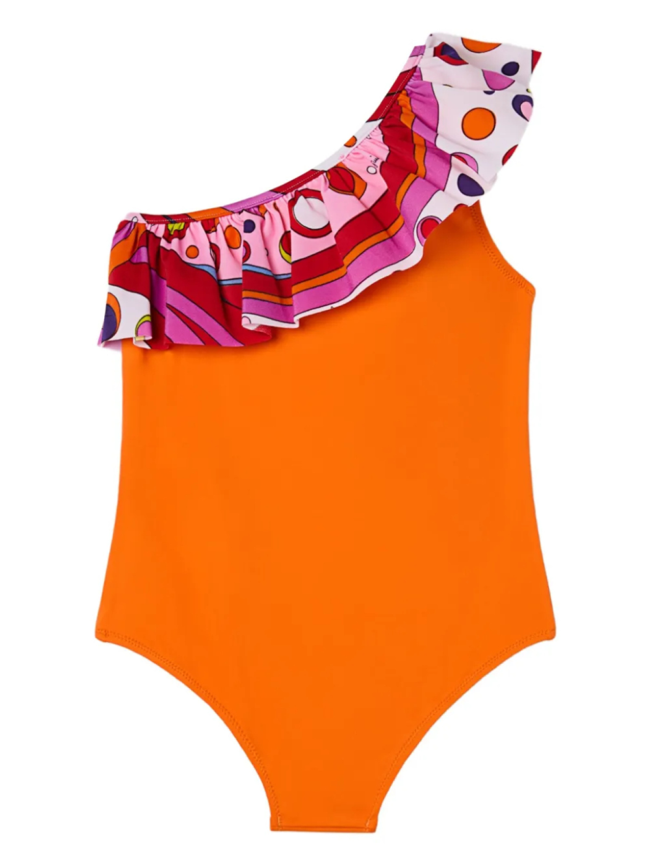 

Купальник на одно плечо с оборками PUCCI Junior, оранжевый
