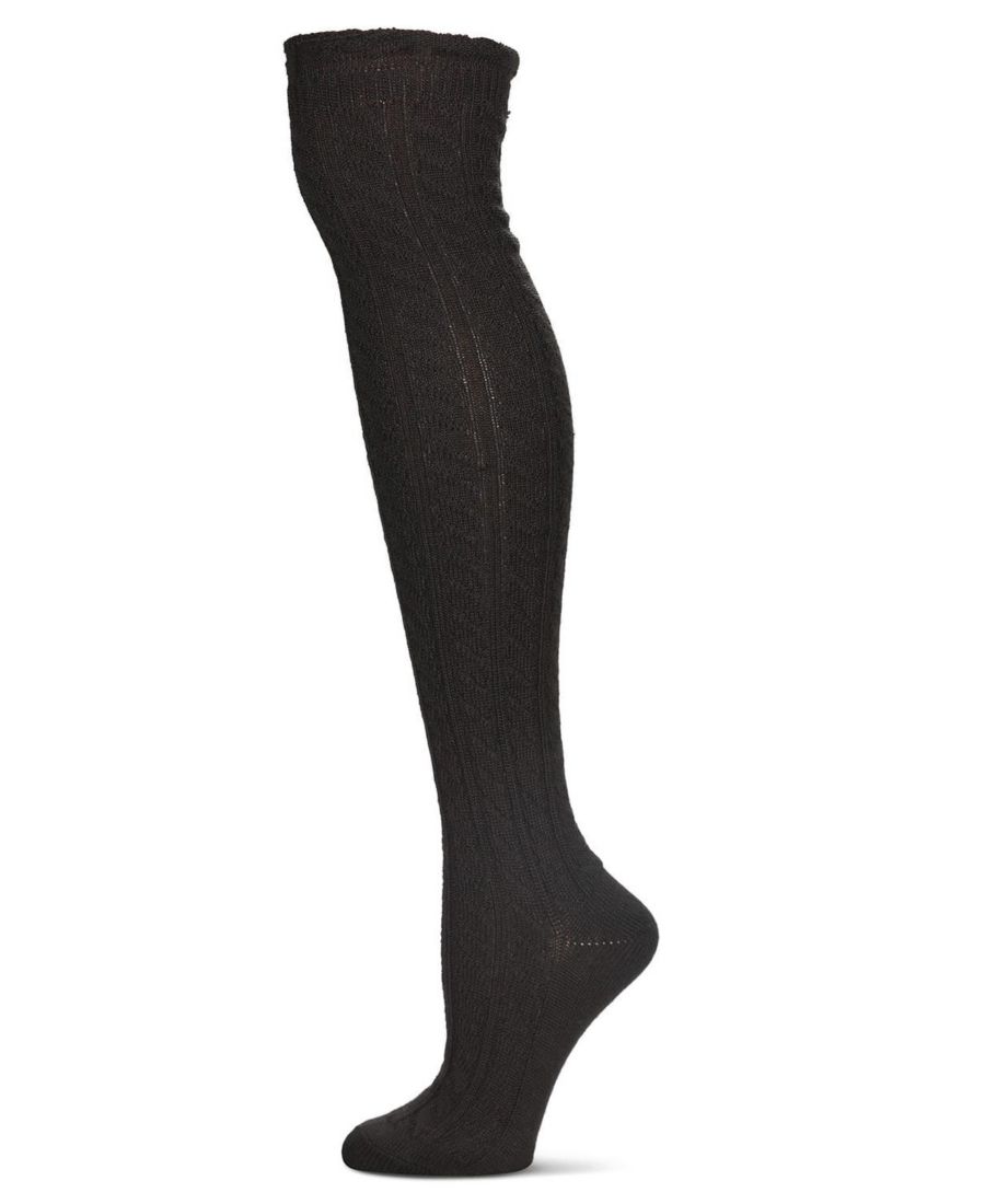 

Женские теплые вязаные носки-косички Твистер длиной до колена MeMoi, Black