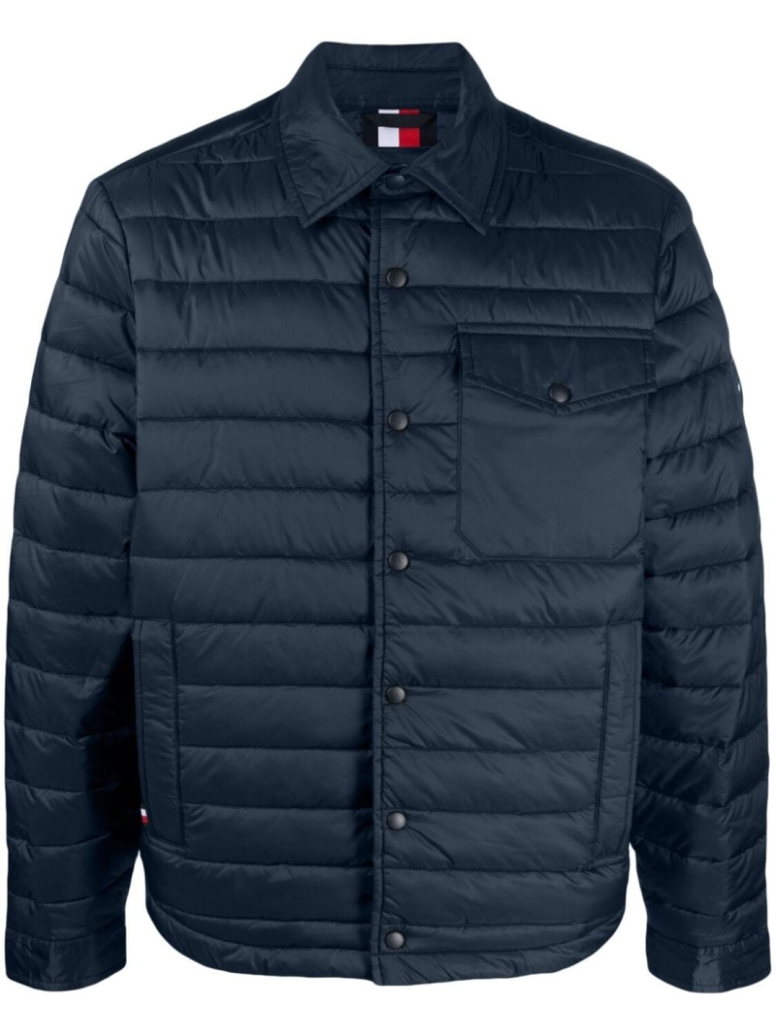 

Tommy Hilfiger дутая куртка-рубашка с нашивкой-логотипом, синий