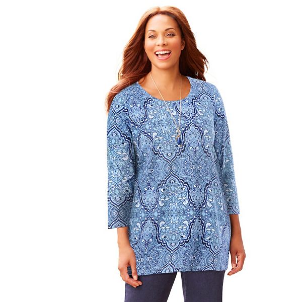 

Футболка Women's plus size Suprema Feather Together Catherines, Sky Blue Medallion