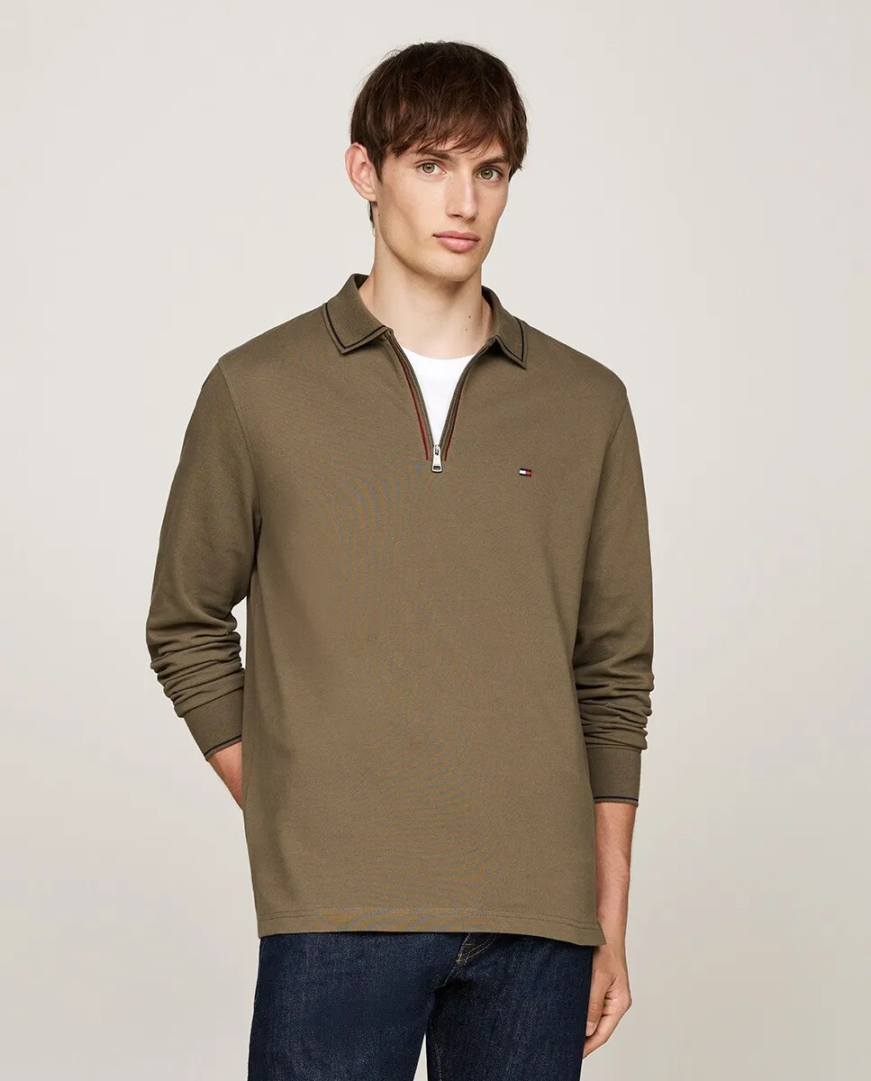 

Мужская рубашка-поло на молнии Tommy Hilfiger, цвет Verde Militar