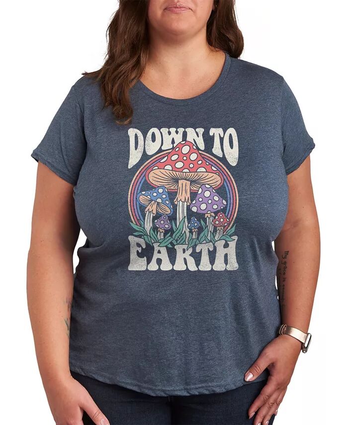 

Трендовая футболка размера плюс с принтом гриба Down to Earth Hybrid Apparel, синий