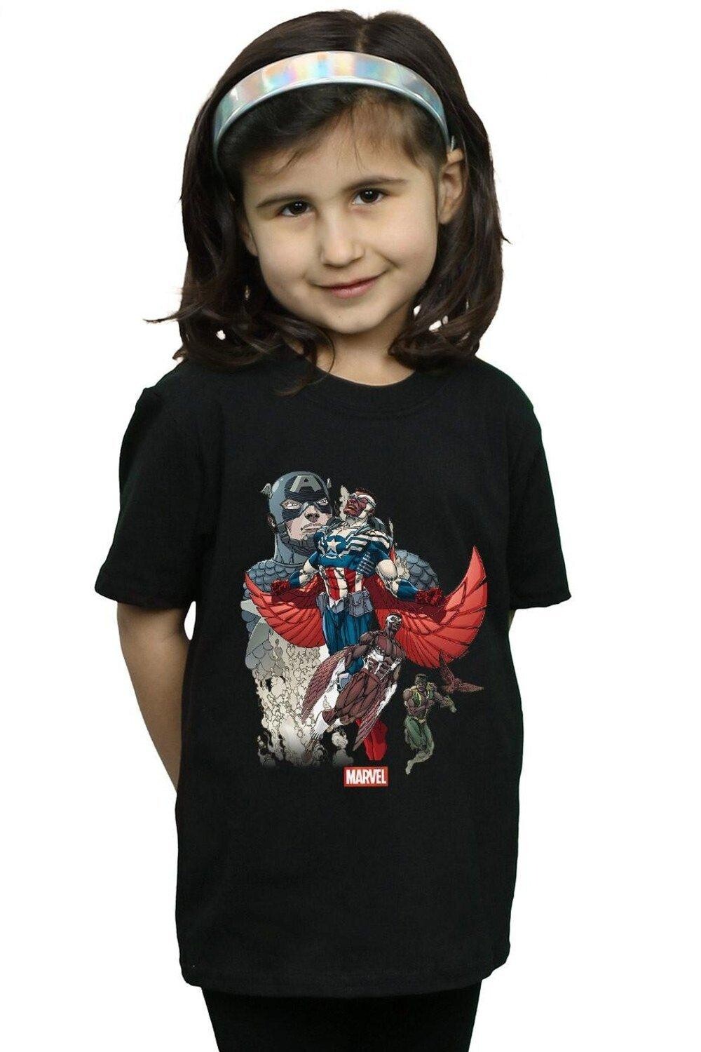 

Хлопковая футболка Captain America Falcon Evolution Marvel, черный