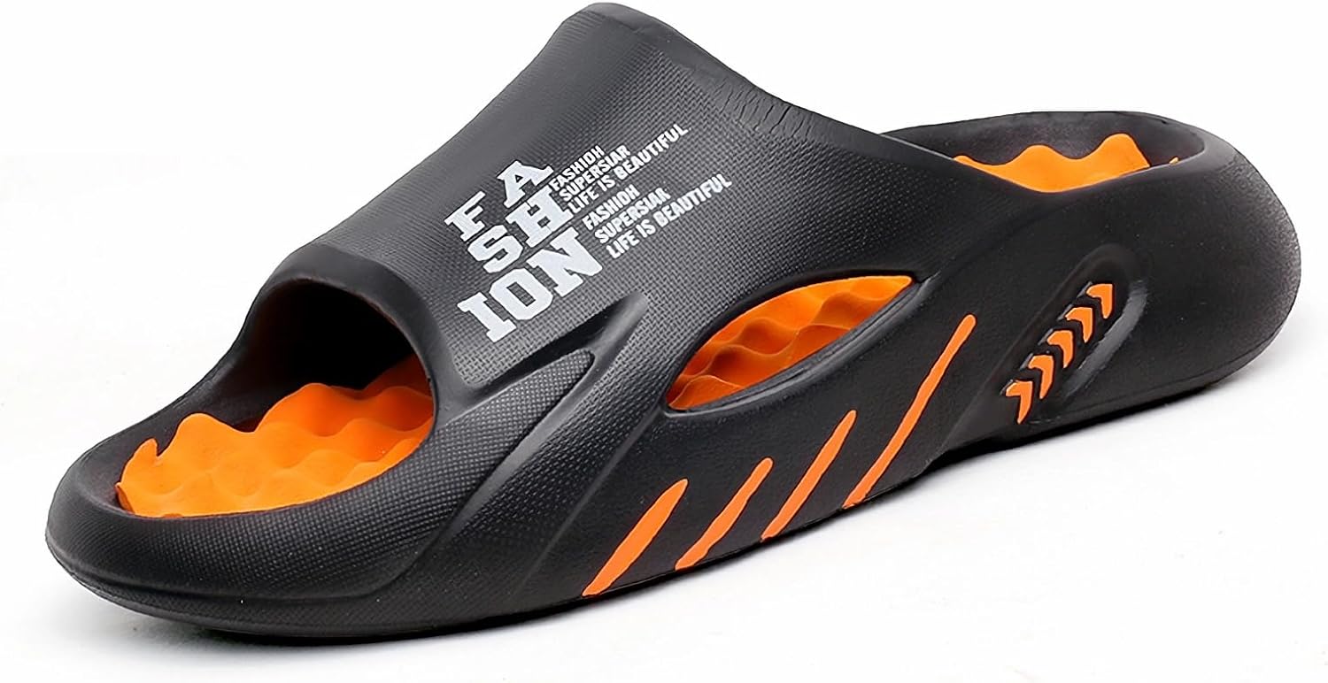 

Мужские домашние тапочки WARKTMY с мягкой подошвой, легкие, для душа, с акупрессурным эффектом и открытым носком, для ходьбы дома и на улице, оранжевый