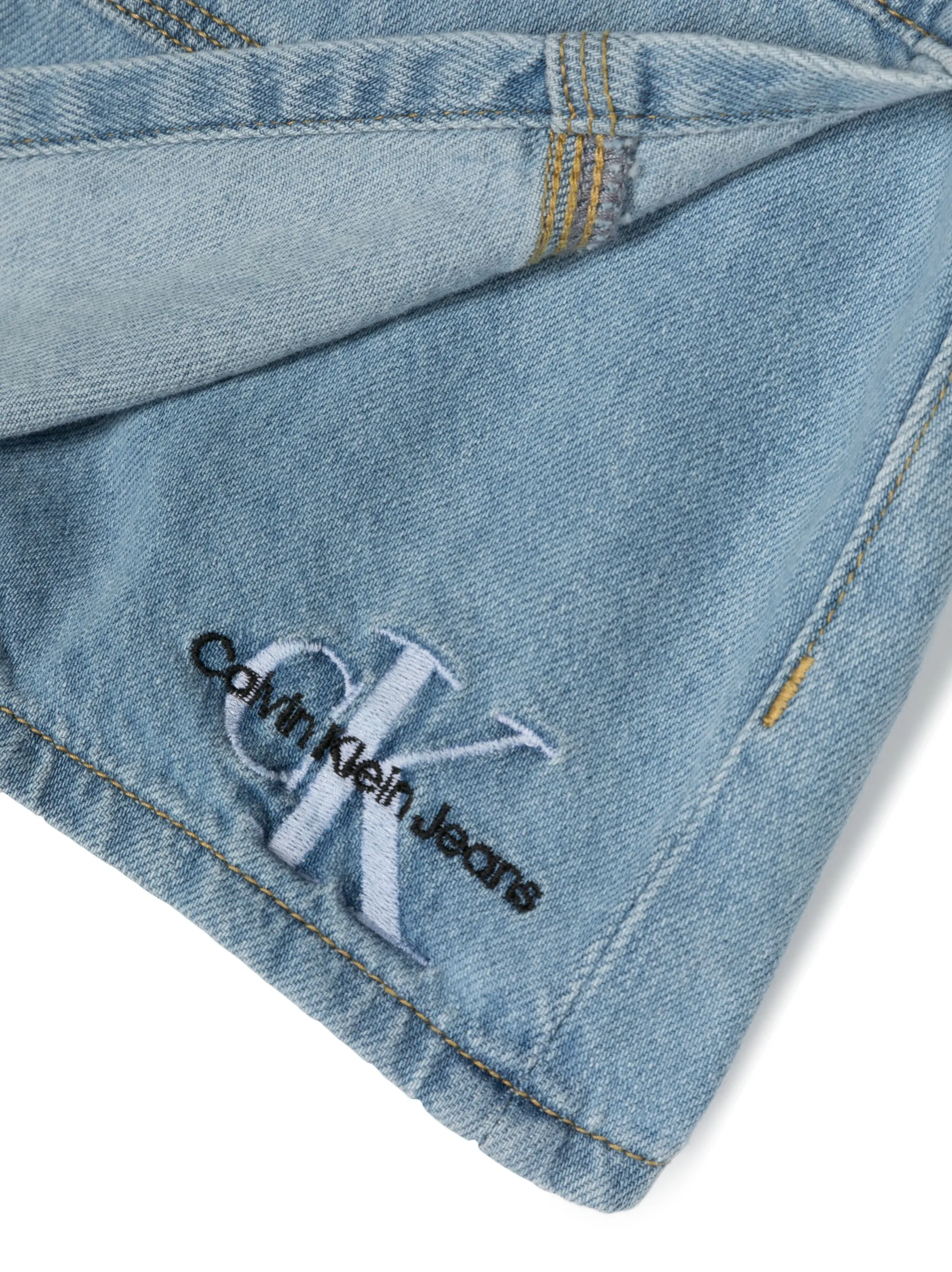 Джинсовые шорты с вышитым логотипом Calvin Klein Kids, синий — фото 3