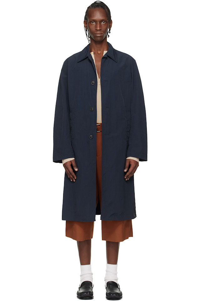 

Пальто из тафты Dries Van Noten, темно-синий