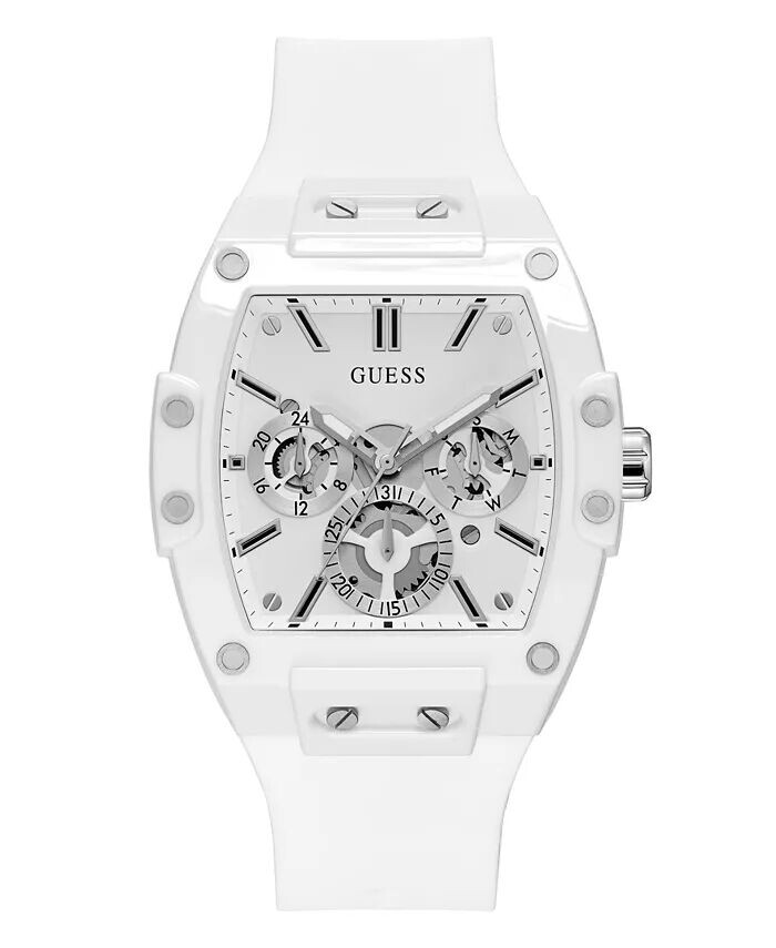 

Мужские многофункциональные часы с белым силиконовым ремешком 43 мм GUESS