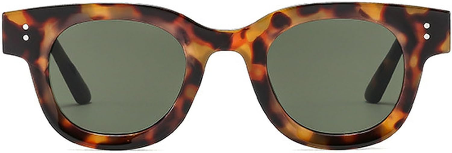 

Ретро-солнцезащитные очки овальной формы для женщин, милые, в стиле 90-х, маленькие квадратные, с защитой от УФ-излучения, модные очки в стиле Y2k mincl, Leopard Green