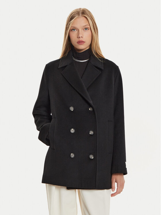 

Шерстяное пальто обычного кроя Calvin Klein, черный