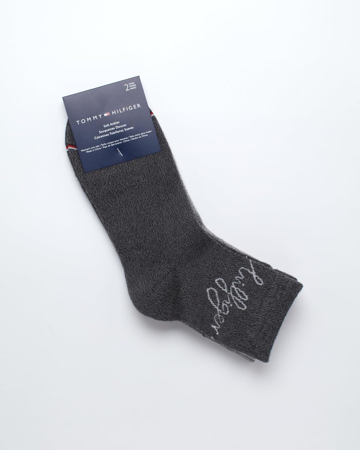 Женские носки Tommy Hilfiger Crew Socks - 2 пары повседневных мини-носков длиной до середины голени с влагоотводящими свойствами для женщин (размеры: 4-10), Grey Assorted — фото 3