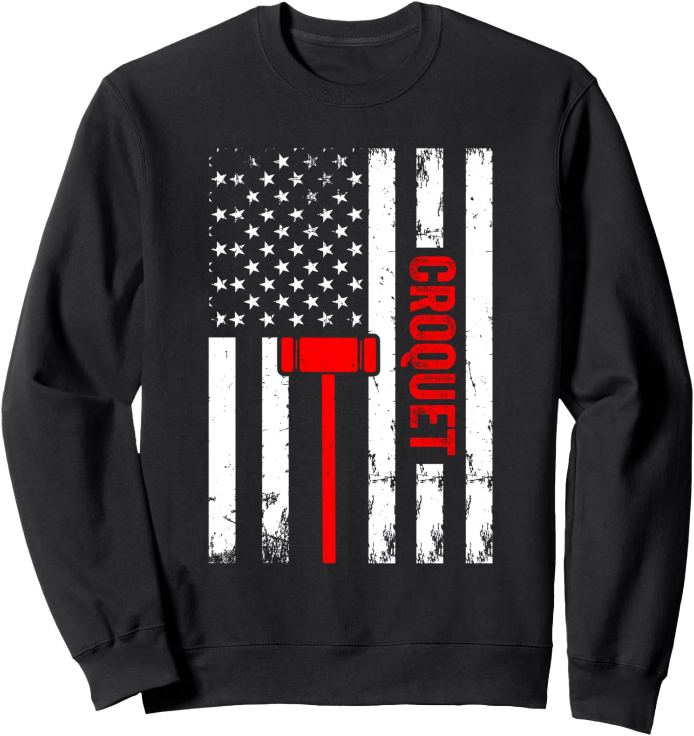 

Толстовка с изображением американского флага для игрока в крокет Croquet Game Croquet Sport Croquet Player, черный