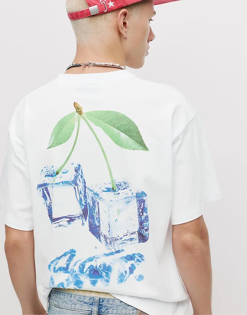 

Футболка Pull&Bear Stwd вишневого цвета белого цвета