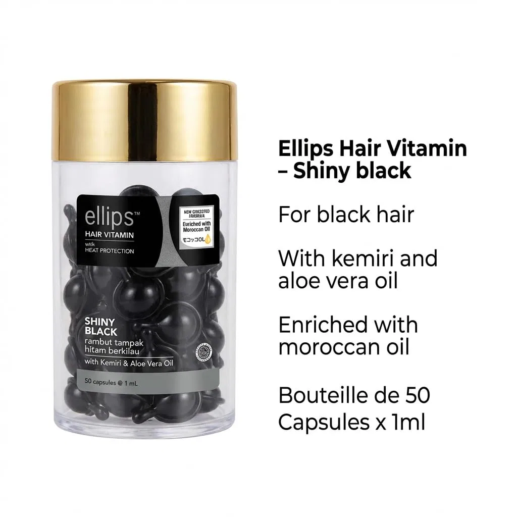 Сыворотка для черных волос Ellips Hair Serum Vitamin с аргановым маслом, 50 капсул по 1 мл Alibooster — фото 4