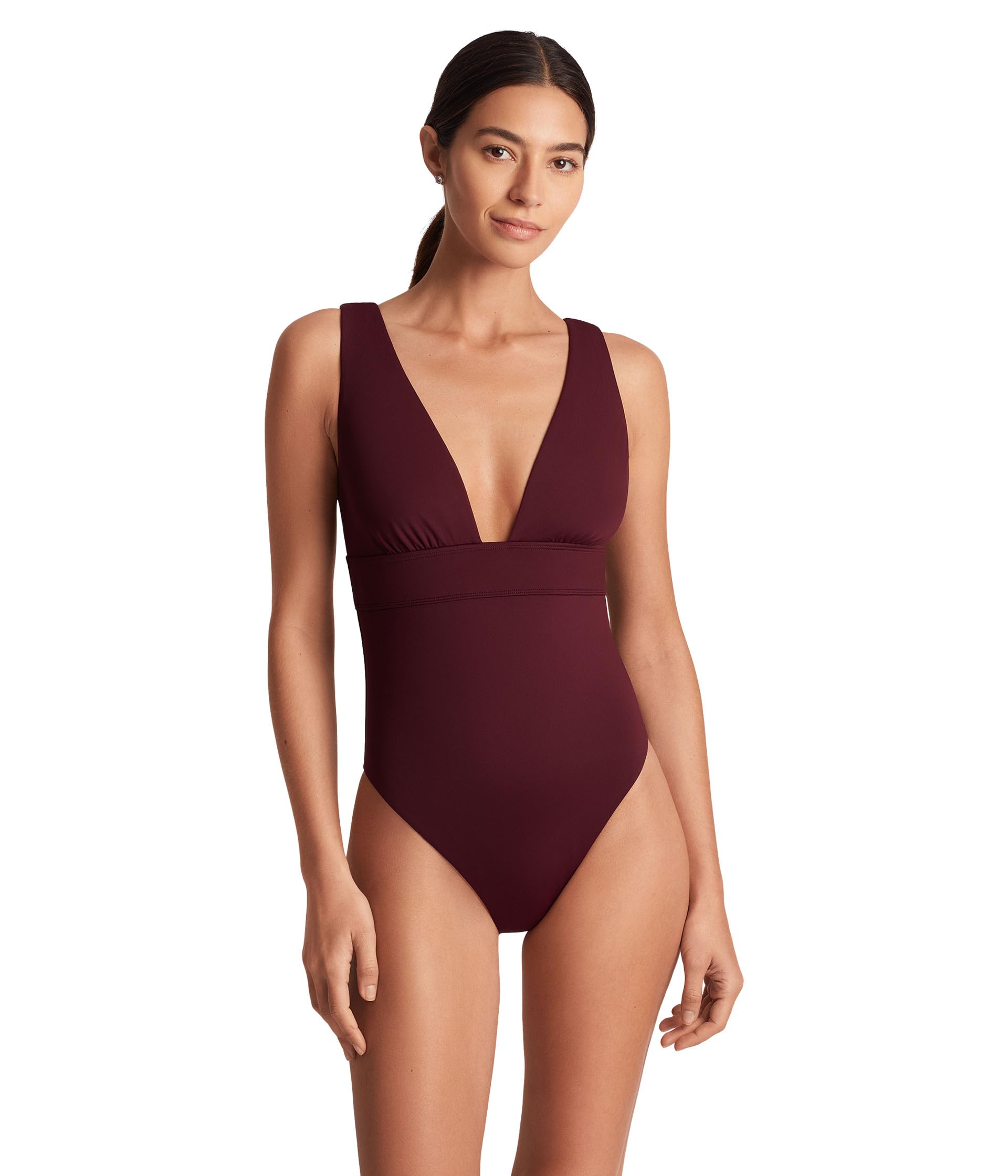 

Купальник Lauren Ralph Lauren Sculpting Solids Modern V-Neck One-Piece, Claret