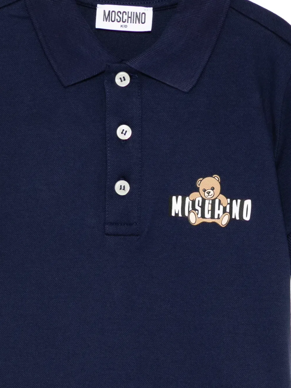 Поло с плюшевым мишкой Moschino Kids, синий — фото 3