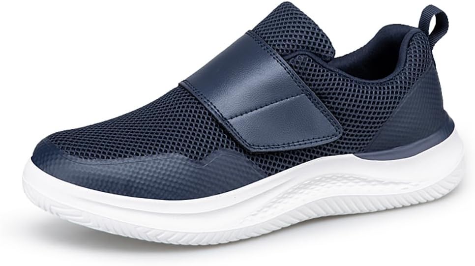 

LEADER SHOW Мужские повседневные кроссовки для ходьбы для опухших ног, удобные, легкие, с регулируемой посадкой, синий