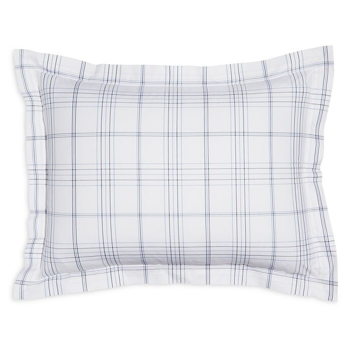

Подушка Matouk August Plaid Standard Sham, синий