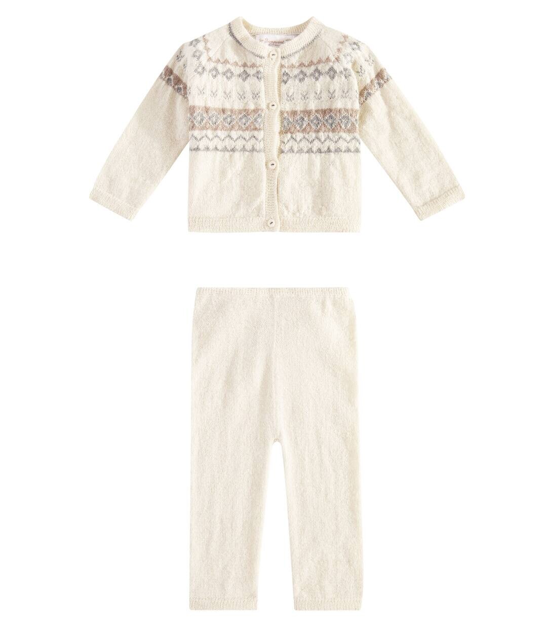 

Комплект из кардигана и штанов Baby Grifin из альпаки Bonpoint, цвет blanc naturel